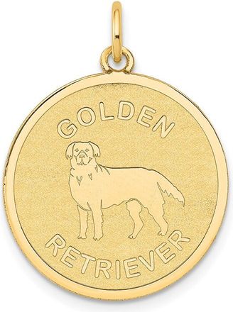 Diamond2Deal 14k Yellow Gold GOLDEN RETRIEVER 20mm Disc Dog Charm Pendant