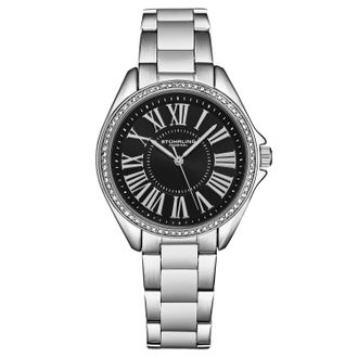Stührling Womens The Dynasty 4025 Japanese Quartz Crystal Bezel 40mm Watch - Black - One Size
