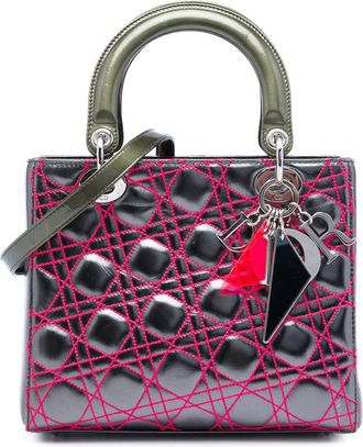 Dior Pre-owned Dior Anselm Reyle Medium Metallic Lambskin Cannage Lady Dior Ladies NKDPJ6SCKBIB686Z