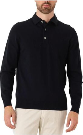 Profuomo Tops, Heren, Blauw, M, Navy Polo Onepiece Sweater Heren