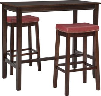 Linon Claridge 3Pc Bar Set Brown Red