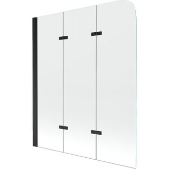 Desconocido Desconocido - Mampara De Ba&ntilde;era 3 Hojas Vidrio Transparente, 120x140 Cm, Perfil Negro
