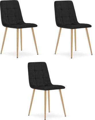 OEM Silla Kara - Terciopelo Negro / Patas Color Madera X 3