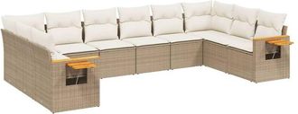 vidaXL Juego De Sof&aacute;s Jard&iacute;n Con Cojines Beige 10 Pzas Rat&aacute;n Sint&eacute;tico Vidaxl