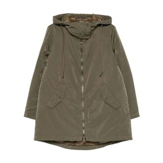 Herno Jassen, Dames, Groen, XL, Parka met capuchon van ripstop