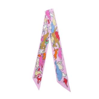 Herm&egrave;s Pre-owned Scarves, female, Pink, Size: ONE SIZE Pre-owned Twilly Scarf Mille Et Un Lapins