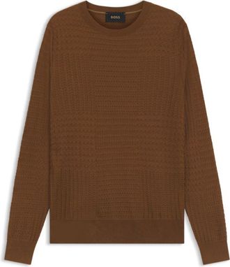 BOSS Silk sweater with Prince of Wales check structure