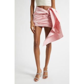 Area Taffeta Knot Miniskirt in Baby Pink at Nordstrom, Size Medium