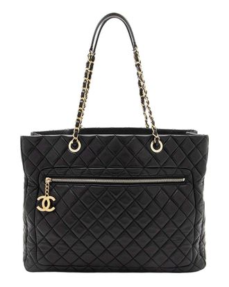 Chanel Black Lambskin Cc Medallion Tote (Authentic Pre-Loved)