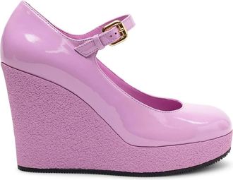 Hogan Womens Leather Wedge Pumps In Pink
