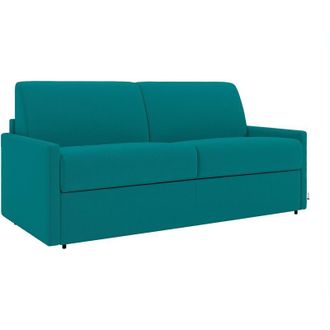 Vente-Unique Vente-unique - Divano letto 2 posti a ribalta in Tessuto Turchese - Larghezza Materasso 120 cm memory foam - Spessore 22 cm - calife
