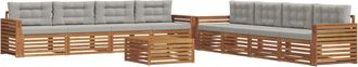 vidaXL Conjunto De Sof&aacute;s De Exterior 9 Uds. Natural Y Gris Claro Vidaxl
