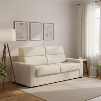 Dmora Sof&aacute; Cama 2 Plazas Sonico, Desenfundable, Con Almacenaje Hecho En Italia, Apertura Abatible, 200x95 Cm Beige