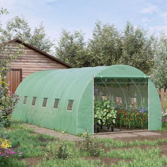 OUTSUNNY Greenhouse Polytunnel Walk-in Flower Plant Steel 6 x 3 M Outdoor in Green