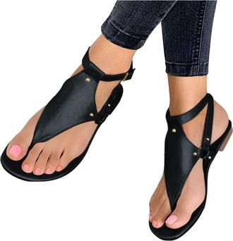 Generic Summer Shoes for Women Womens Sandals Wide Fit Buckle Sandals for Ladies Open Toe Flat Strap Sandals Perfect for Beach and Everyday Wear