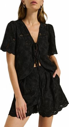 Nation Ltd Rosalyn Tie Front Top In Jet Black