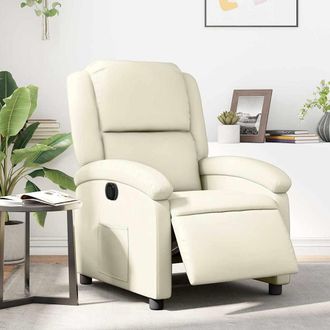 vidaXL Vidaxl - Sill&oacute;n Reclinable El&eacute;ctrico De Cuero Sint&eacute;tico Crema
