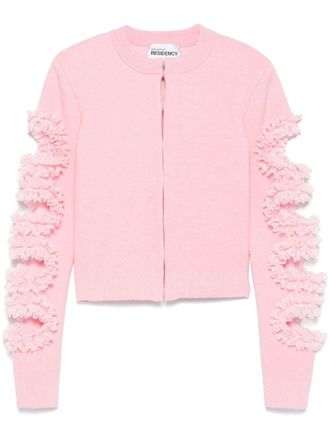 Self Portrait x Christopher Kane cut-out lace-detail cardigan - women - Polyamide/Wool/Cotton/Polyester/Alpaca/Elastane - M - Pink