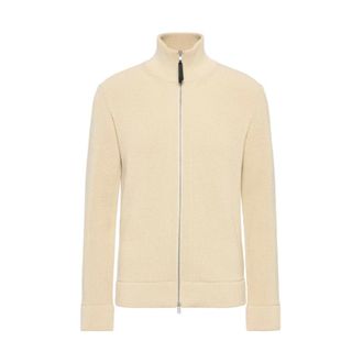 Maison Margiela Truien & Vesten, Heren, Wit, XL, Katoen, Ribbed Zip Cardigan