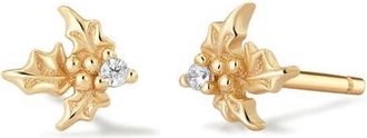 Made by Mary Cubic Zirconia Birthstone Flower Stud Earrings in Gold December at Nordstrom