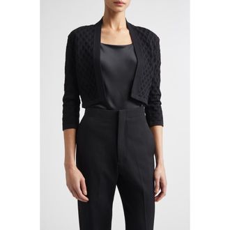 Lela Rose Diamond Pointelle Bolero in Black at Nordstrom, Size X-Small