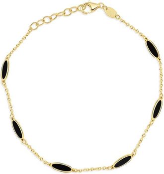 Italian Gold, Inc 14K Onyx Bar Chain Bracelet