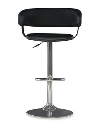 Powell Black Faux Leather Barrel & Chrome Adjustable Bar Stool