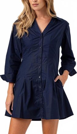 Sundays Greer Cotton Poplin Mini Dress In Navy