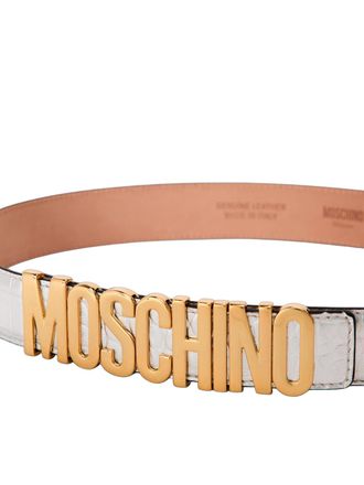Moschino Logo Lettering Buckle Belt - Silver
