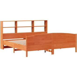 vidaXL Vidaxl - Cama Con Estanter&iacute;a Sin Colch&oacute;n Madera Maciza Marr&oacute;n 180x200cm