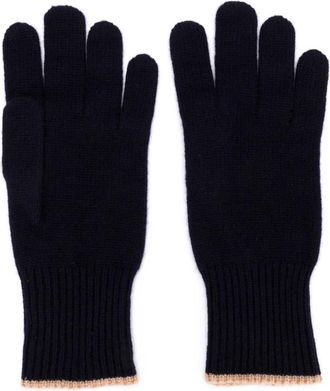 Brunello Cucinelli Cashmere Gebreide Handschoenen - unisex - Handschoenen - Blauw - L - Kasjmier - Accessoires