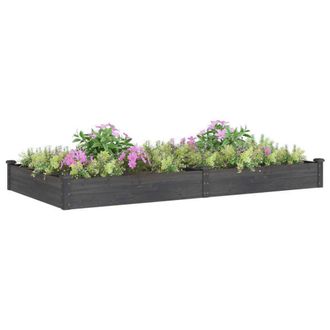 Berkfield Home Garden Raised Bed with Liner Grey 240x120x25 cm Solid Wood Fir | Size: 240 x 120 x 25 cm