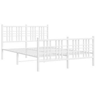 Berkfield Home Metal Bed Frame without Mattress with Footboard White 140x200cm | Size: 140x200 cm