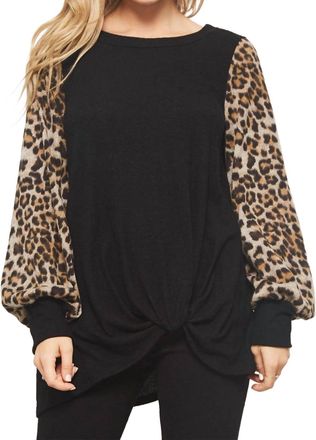 Promesa Leopard Sleeve Tunic In Black Multi