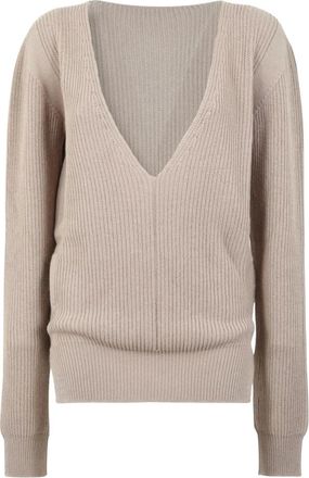 Rick Owens Jersey de cuello en V de lana - Knitwear - Mujer - Beige - S