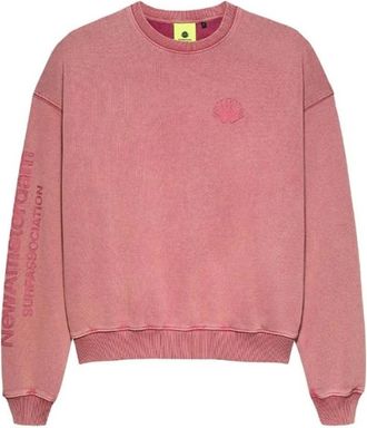New Amsterdam Surf Association Hoodies & sweatvesten, Heren, Roze, L, Katoen, Geborduurde Logo Crewneck Sweatshirt
