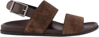 Manolo Blahnik Bruine Su&egrave;de Fussbett Sandalen - Heren - Sandalen - Bruin - 39 EU - Su&egrave;de - Schoenen