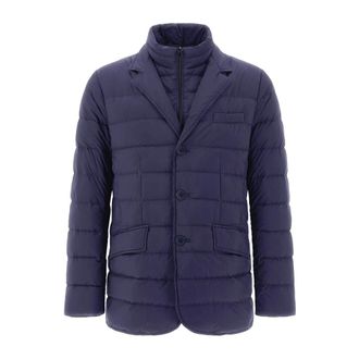 Herno Slim Fit Winddichte Jas met Fijne Details - Heren - Jassen - Blauw - Maat: L