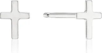 Lily & Roo Silver Tiny Cross Stud Earrings