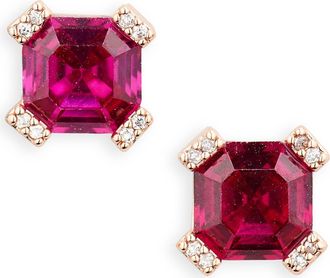 Kate Spade New York asscher cut crystal stud earrings in Ruby/Rose Gold at Nordstrom Rack