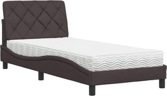 vidaXL Cama Con Colch&oacute;n Tela Marr&oacute;n Oscuro 90x200 Cm Vidaxl