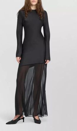 Rotate sheer long-sleeve maxi dress