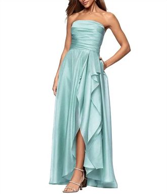 Xscape Strapless Ruffle Long Dress In Seafoam