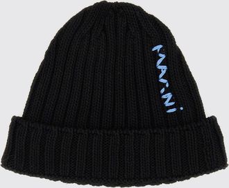 Marni Cappello in cotone a coste con logo ricamato