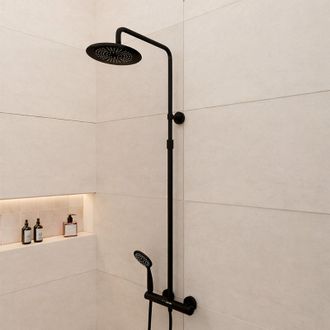 Aurlane Columna De Ducha Mec&aacute;nica Negro Mate - 133x28x52 Cm - Molly Black