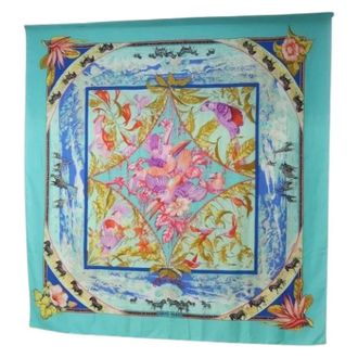 Herm&egrave;s Pre-owned Vintage Cashmere Scarf - Dames - Pre-owned - Blauw - Maat: ONE Size Kasjmier
