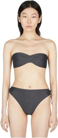 Ziah Gestreepte Bandeau Bikini Top - Dames - Bikinis - Grijs - M - Nylon - Badmode