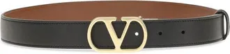 Valentino Garavani VLogo Signature Calf Leather Belt - Black