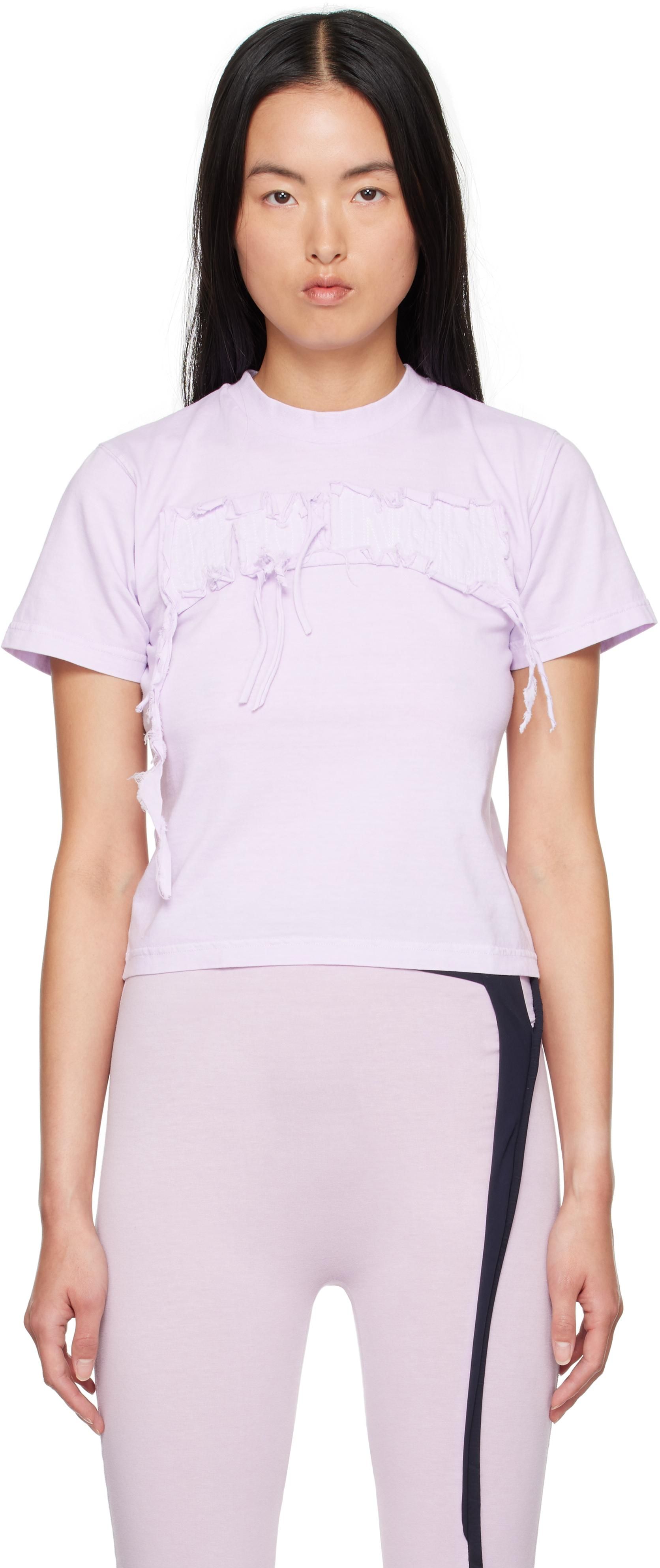 Tシャツ・カットソー Brunello Cucinelli T-shirts Purple Brunello Cucinelli - Lilac Cotton nJersey Monili Boatneck T