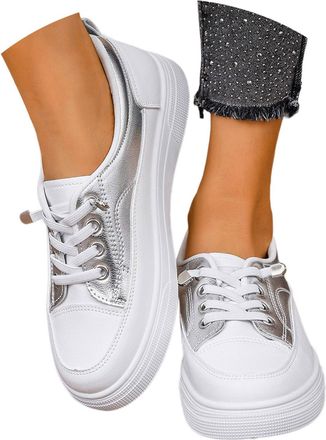 Generic Womens Flat Shoes Loafers Trainers Comfortable Breathable Flat Lace-Up Shoes Loafer Slip On Low Shoes Trainers Low Top for Running Fitness Outdoor, si